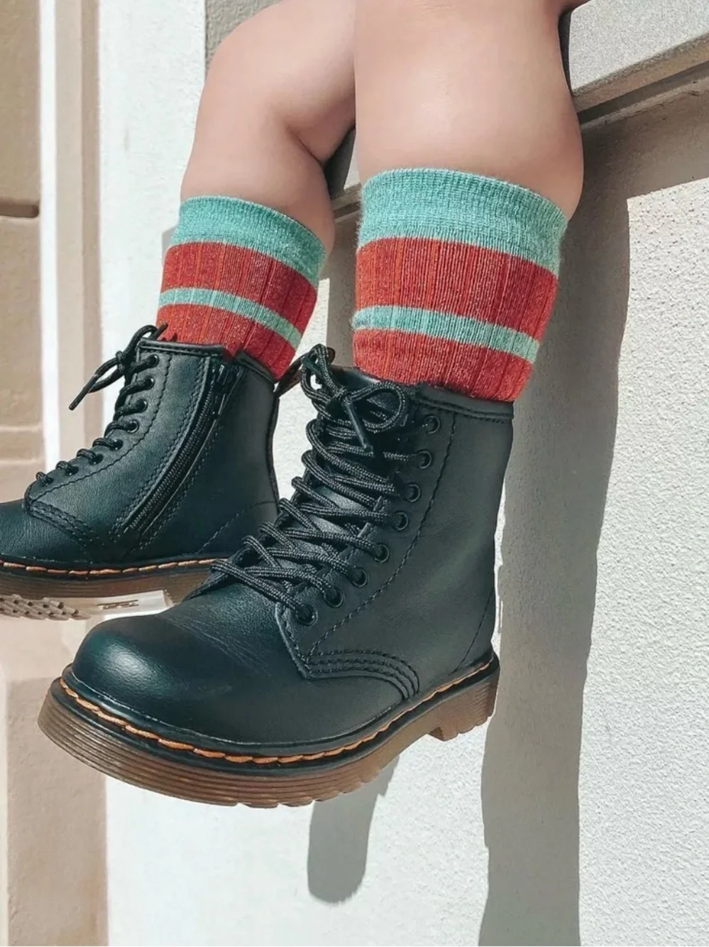 Dr. Martens Doc Boots Size 8 Toddler 1460 Softy T Combat Black Lace Up w Zip NIB